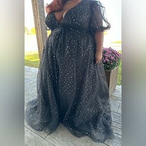 Magical Black Tulle Layered Gown w/Silver ⭐️🌙Accents🖤‼️NWT‼️ (4x)